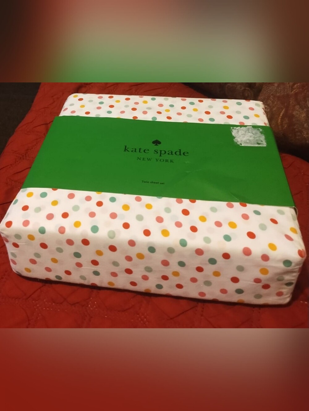 Kate Spade Polka Dot Twin Sheet Set - White with Multicolor Dots